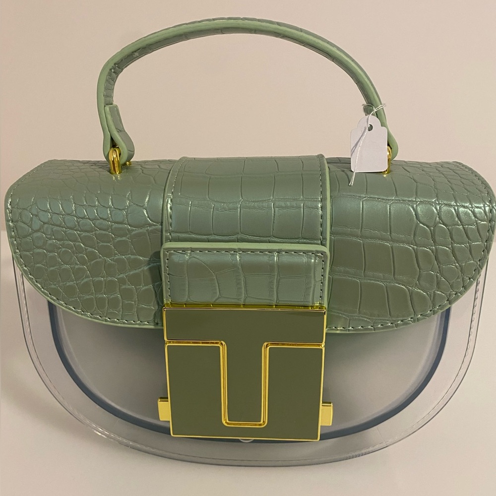 Faux Leather,Acrylic Crossbody-Mint Green Iridescent
